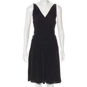 Balenciaga Silk Black A-Line Dress with pleating